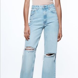 ZARA Wide Leg Ripped Jeans